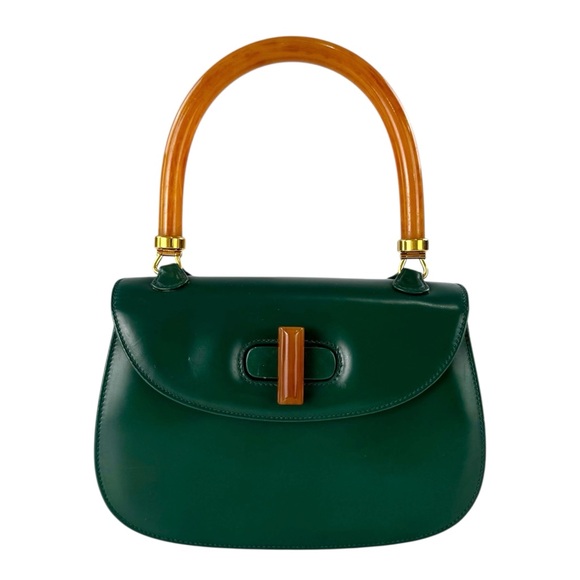 Gucci Top Handle Leather Turnlock Handbag - Picture 1 of 9
